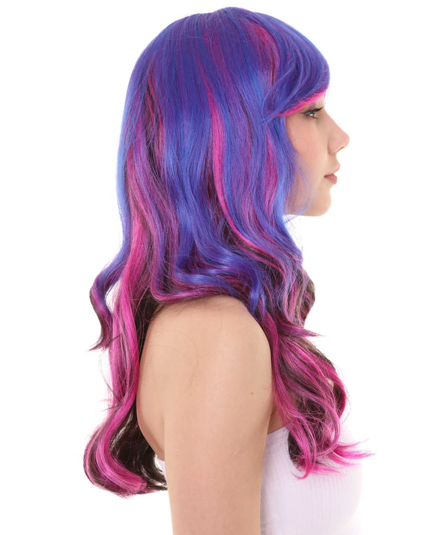 HPO Women's Womens Fantasy Long Wavy Wig | Colorful Wigs | Premium Breathable Capless Cap