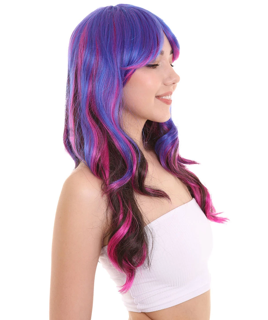 HPO Women's Womens Fantasy Long Wavy Wig | Colorful Wigs | Premium Breathable Capless Cap