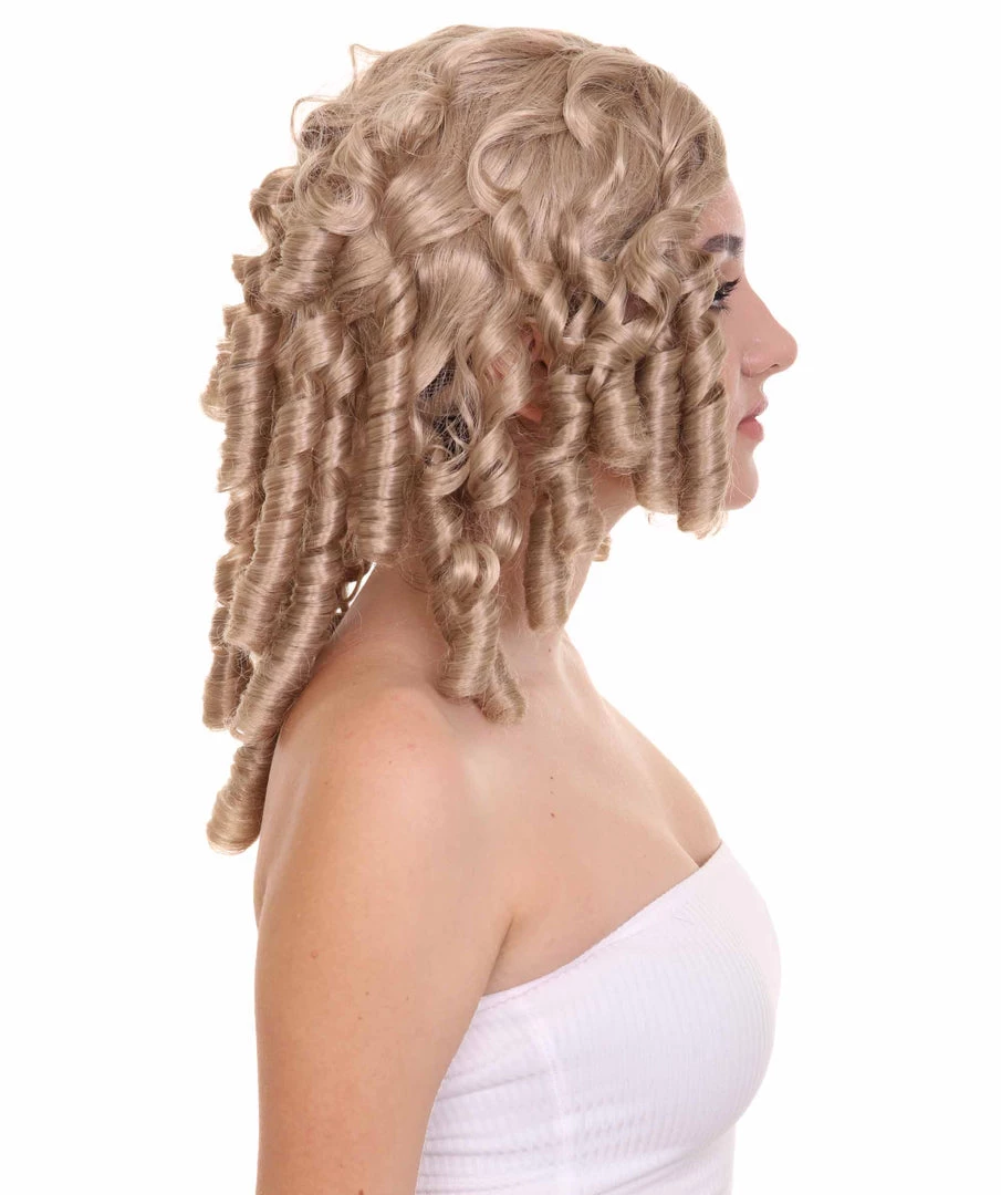 HPO Medieval Curly Womens Wig | Blonde Celebrity Halloween Wig | Premium Breathable Capless Cap Men's