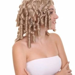 HPO Medieval Curly Womens Wig | Blonde Celebrity Halloween Wig | Premium Breathable Capless Cap Men's