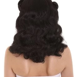 HPO Womens Drag Pin Up Wig | Black Celebrity Wigs | Premium Breathable Capless Cap Women's