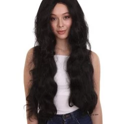 HPO Women's Long Black Straight Side Part Cosplay Wig | Premium Breathable Capless Cap