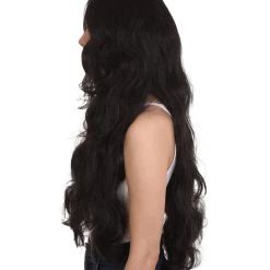 HPO Women's Long Black Straight Side Part Cosplay Wig | Premium Breathable Capless Cap