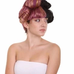 HPO Singer Womens Wigs | Buns Style Purple Black Character Wig Women's