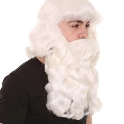 HPO Men's Mens Santa Wig & Beard | Cosplay Halloween Wig | Premium Breathable Capless Cap