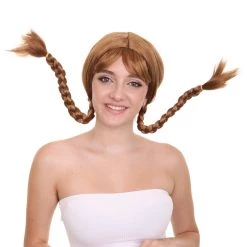 HPO Long Braided Womens Wig | Traditional FarmGirl Gloden Blonde Wig | Premium Breathable Capless Cap Men's