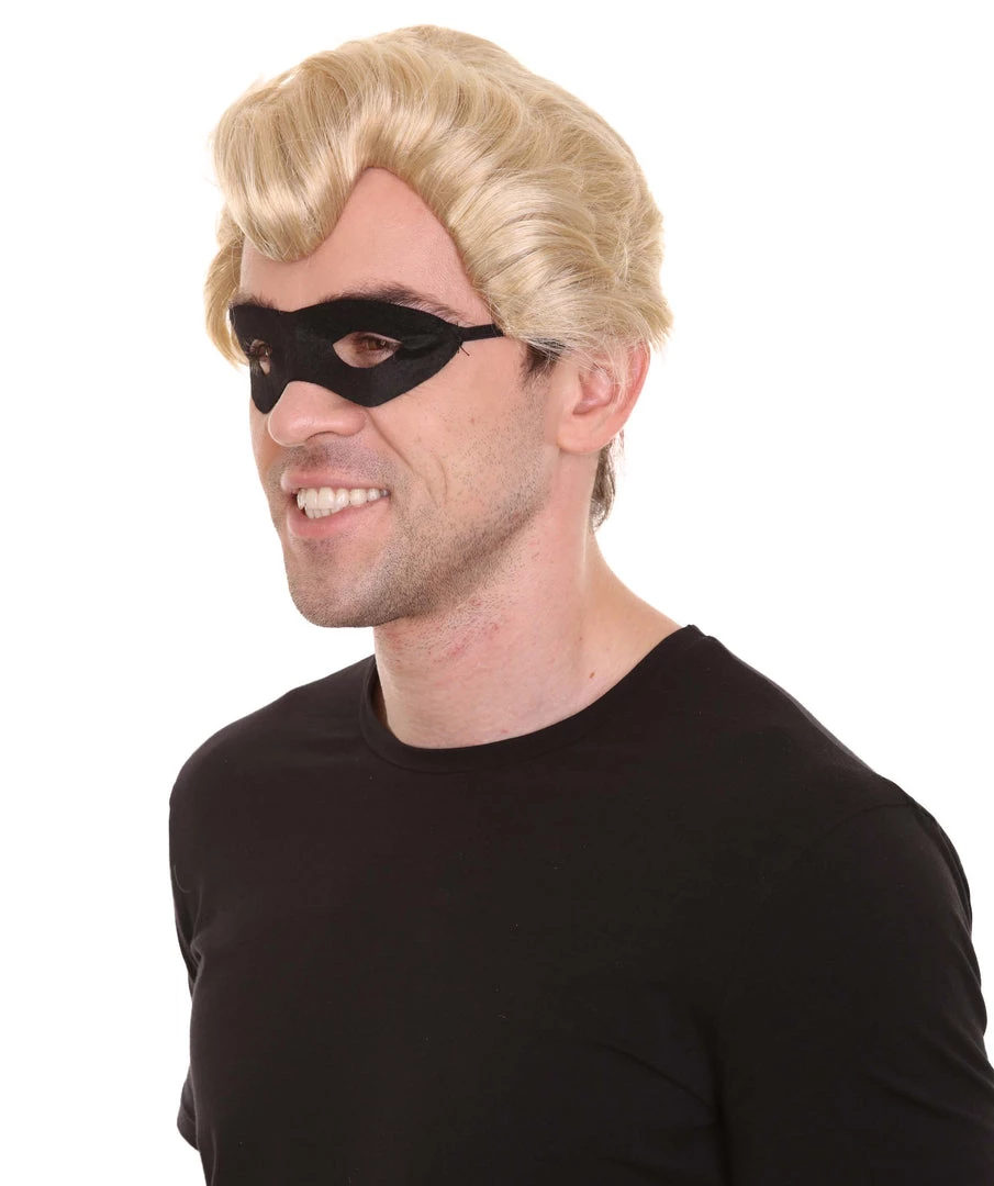 HPO Superhero Family Mens Wig With Mask Set | Blonde Cosplay Halloween Wigs Men's