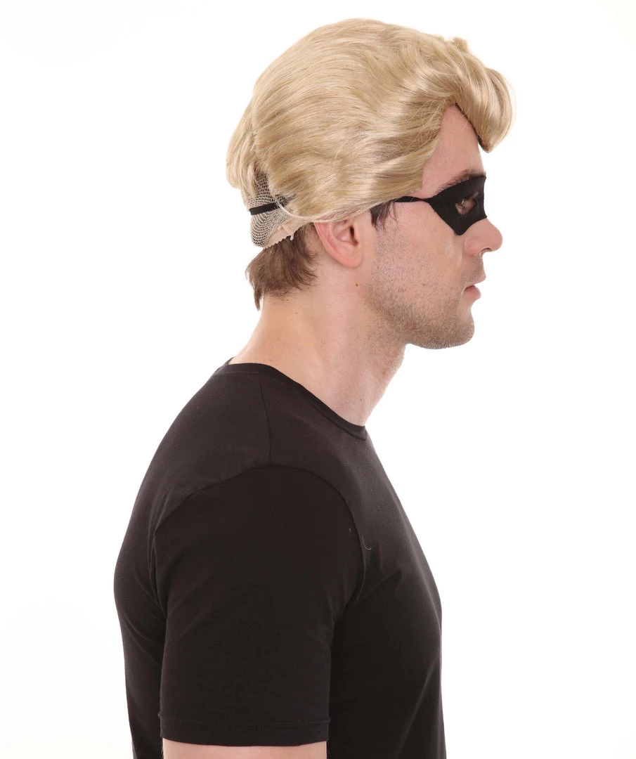 HPO Superhero Family Mens Wig With Mask Set | Blonde Cosplay Halloween Wigs Men's