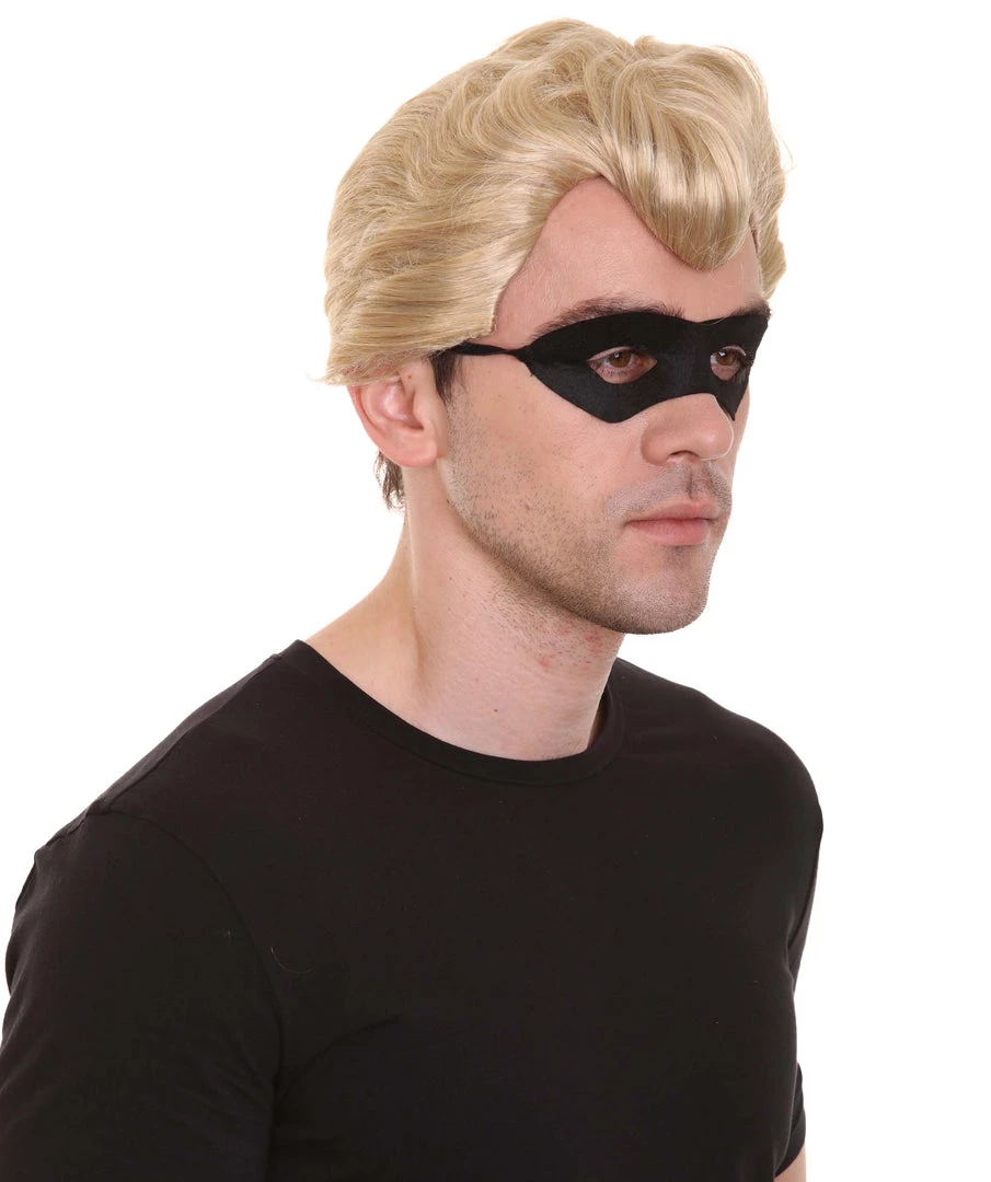 HPO Superhero Family Mens Wig With Mask Set | Blonde Cosplay Halloween Wigs Men's