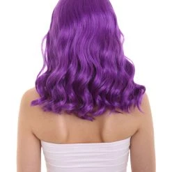 HPO Womens Fantasy Medium Wavy Wig | Purple TV/Movie Wigs | Premium Breathable Capless Cap