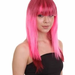 HPO Women's Ninja Womens Wig | Neon Coral Pink Movie Wig | Premium Breathable Capless Cap