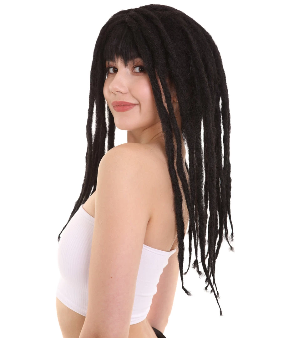 HPO Womens Long Lock Wig With Bangs | Premium Breathable Capless Cap Women's