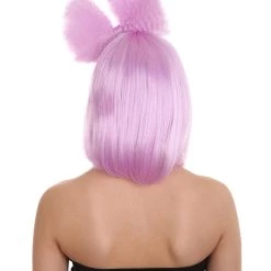HPO Singer Women's Wig | Neon Purple Pop Srar Wig With Bow | Premium Breathable Capless Cap