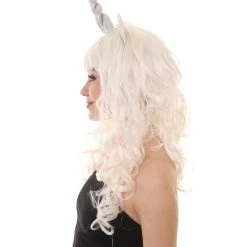 HPO Women's Womens Unicorn Horn And Ears Wig | White Unicorn Wigs | Premium Breathable Capless Cap