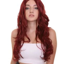 HPO Superhero Womens Wig | Burgundy Sexy Cosplay Party Halloween Wig | Premium Breathable Capless Cap