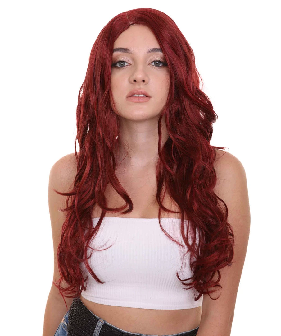HPO Superhero Womens Wig | Burgundy Sexy Cosplay Party Halloween Wig | Premium Breathable Capless Cap