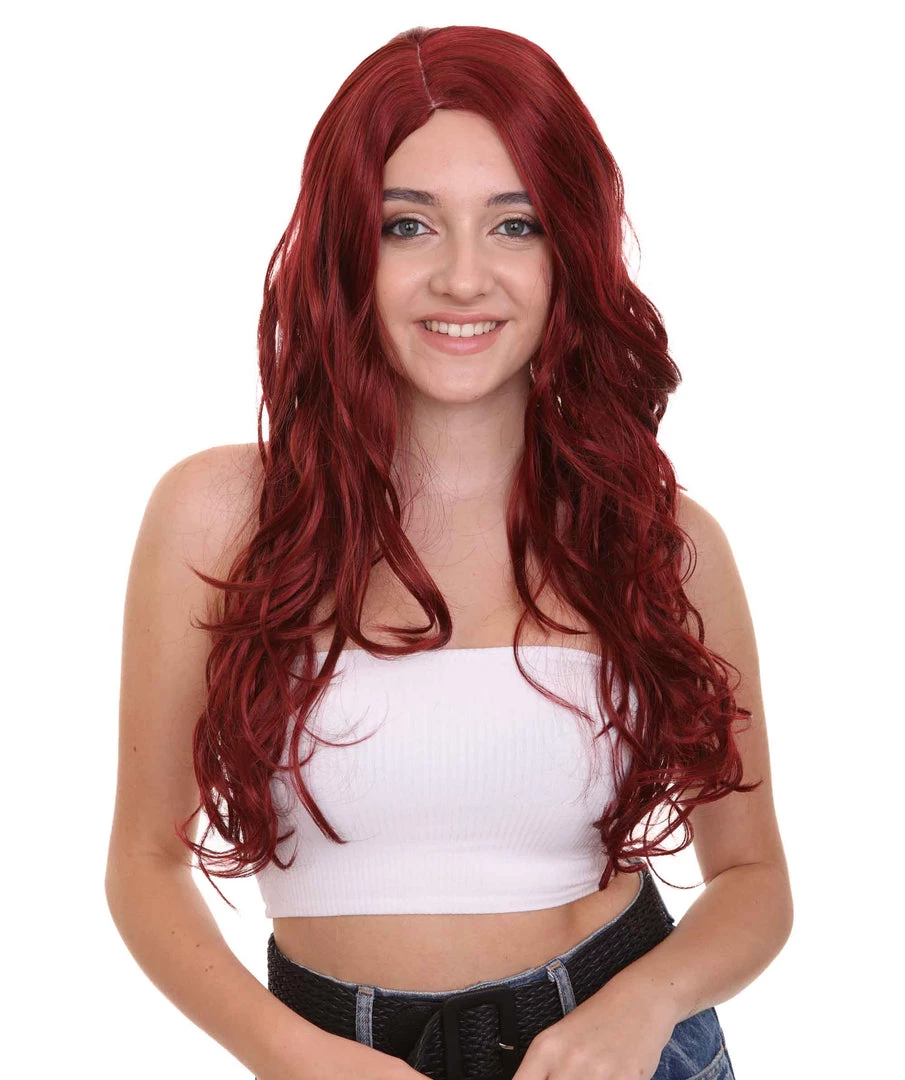 HPO Superhero Womens Wig | Burgundy Sexy Cosplay Party Halloween Wig | Premium Breathable Capless Cap