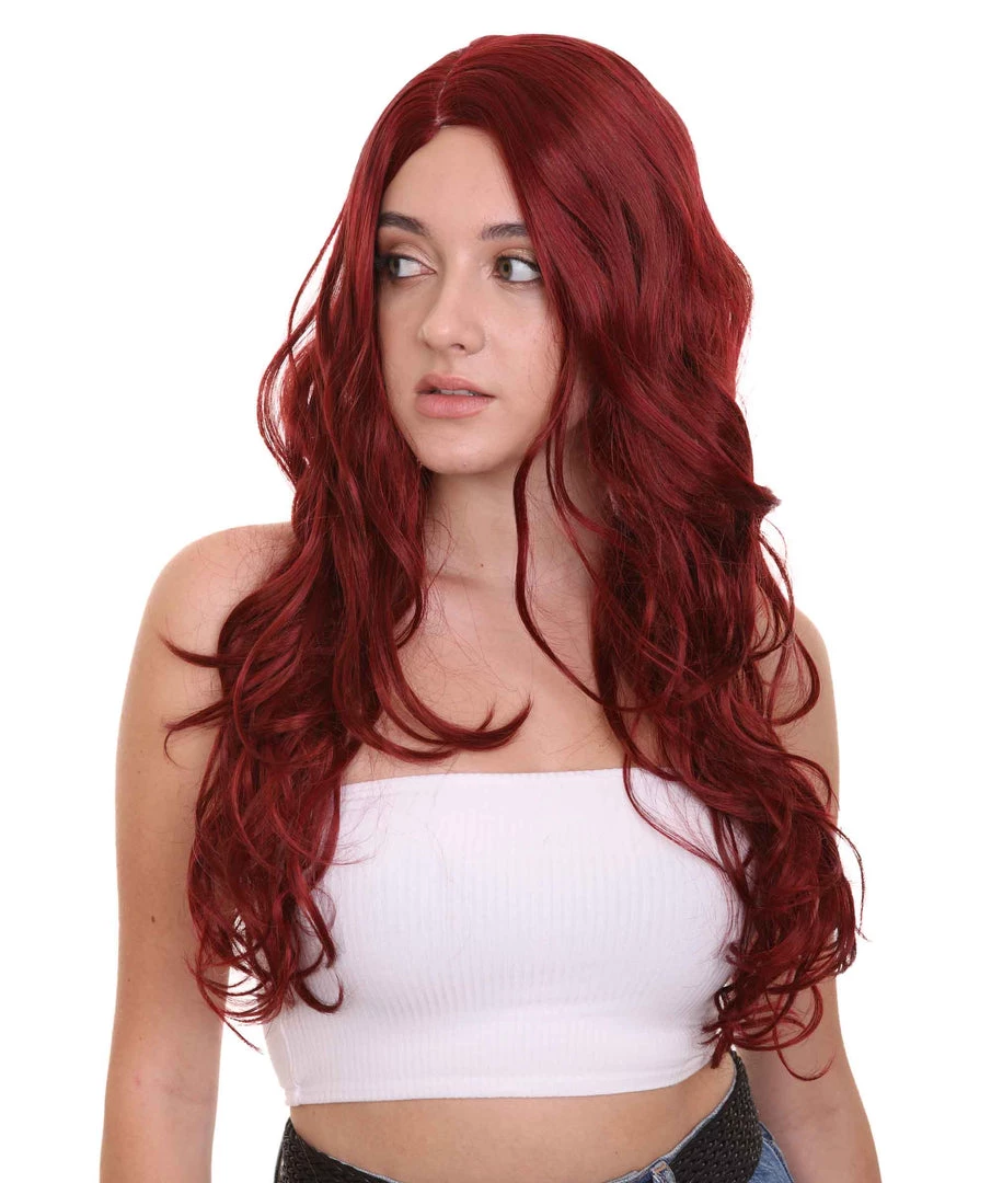 HPO Superhero Womens Wig | Burgundy Sexy Cosplay Party Halloween Wig | Premium Breathable Capless Cap