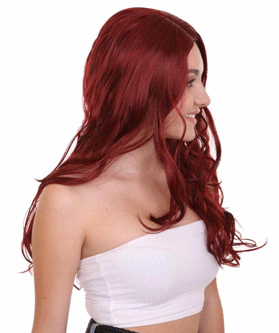 HPO Superhero Womens Wig | Burgundy Sexy Cosplay Party Halloween Wig | Premium Breathable Capless Cap