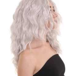 HPO Grey Silver Wavy Women's Wig | Premium Breathable Capless Cap