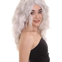 HPO Grey Silver Wavy Women's Wig | Premium Breathable Capless Cap