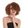HPO Womens 80s Wild Curly Wig With Bow | Brown Vintage Wigs | Premium Breathable Capless Cap