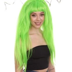 HPO Womens Clown Girl Green Wig With Headpiece | Character Cosplay Halloween Wig | Premium Breathable Capless Cap Women's