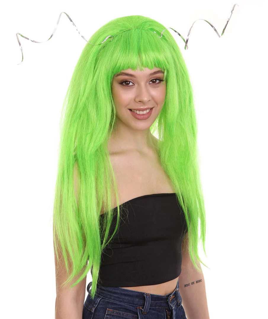 HPO Womens Clown Girl Green Wig With Headpiece | Character Cosplay Halloween Wig | Premium Breathable Capless Cap Women's