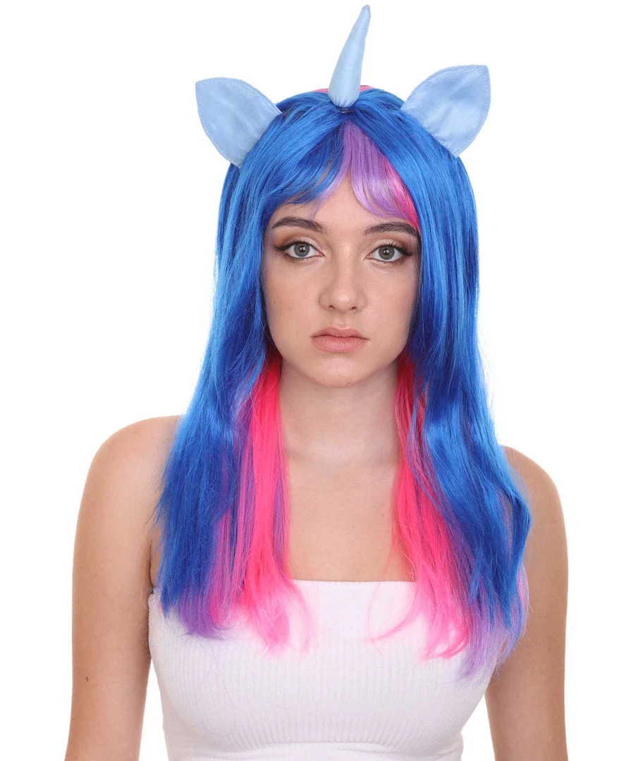 HPO Unicorn Horn And Ears Womens Wig | Sexy Cosplay Party Halloween Wig | Premium Breathable Capless Cap