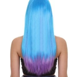 HPO Women's Purple Blue Two Tone Ombre Womens Wig | Party Ready Fancy Cosplay Halloween Wig | Premium Breathable Capless Cap