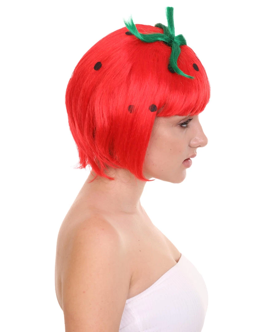 HPO Strawberry Womens Wig | Fruit Party Ready Fancy Cosplay Halloween Wig | Premium Breathable Capless Cap