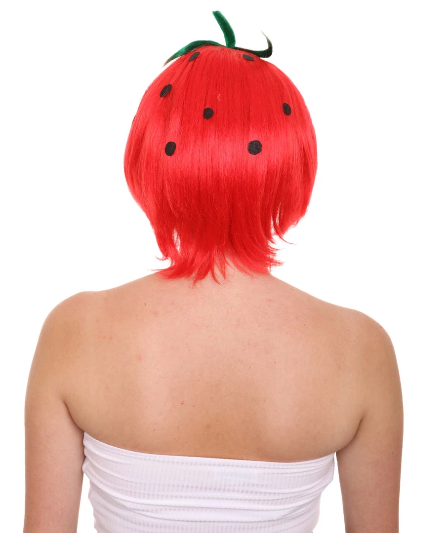 HPO Strawberry Womens Wig | Fruit Party Ready Fancy Cosplay Halloween Wig | Premium Breathable Capless Cap