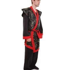HPO Adult Men's Deluxe Samurai Embroidery Japanese Asian Robe Costume | Multicolor Cosplay Costume