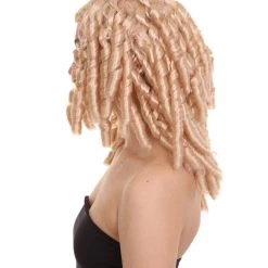 HPO Film Star Long Spiral Curls Womens Wig | Blonde Fancy Character Cosplay Halloween Wig | Premium Breathable Capless Cap