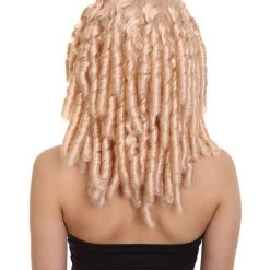 HPO Film Star Long Spiral Curls Womens Wig | Blonde Fancy Character Cosplay Halloween Wig | Premium Breathable Capless Cap
