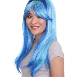 HPO Cosplay Monster Womens Wig | Neon Sky Blue Cosplay Halloween Wig | Premium Breathable Capless Cap