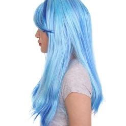 HPO Cosplay Monster Womens Wig | Neon Sky Blue Cosplay Halloween Wig | Premium Breathable Capless Cap