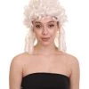 HPO Womens Colonial Lady Curly Wig | White Historical Wig | Premium Breathable Capless Cap Women's