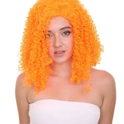 HPO Womens Animation Orange Curly Wig | Orange TV/Movie Wigs | Premium Breathable Capless Cap Women's