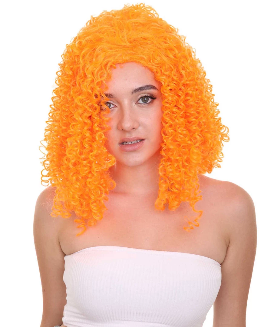 HPO Womens Animation Orange Curly Wig | Orange TV/Movie Wigs | Premium Breathable Capless Cap Women's