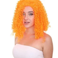 HPO Womens Animation Orange Curly Wig | Orange TV/Movie Wigs | Premium Breathable Capless Cap Women's