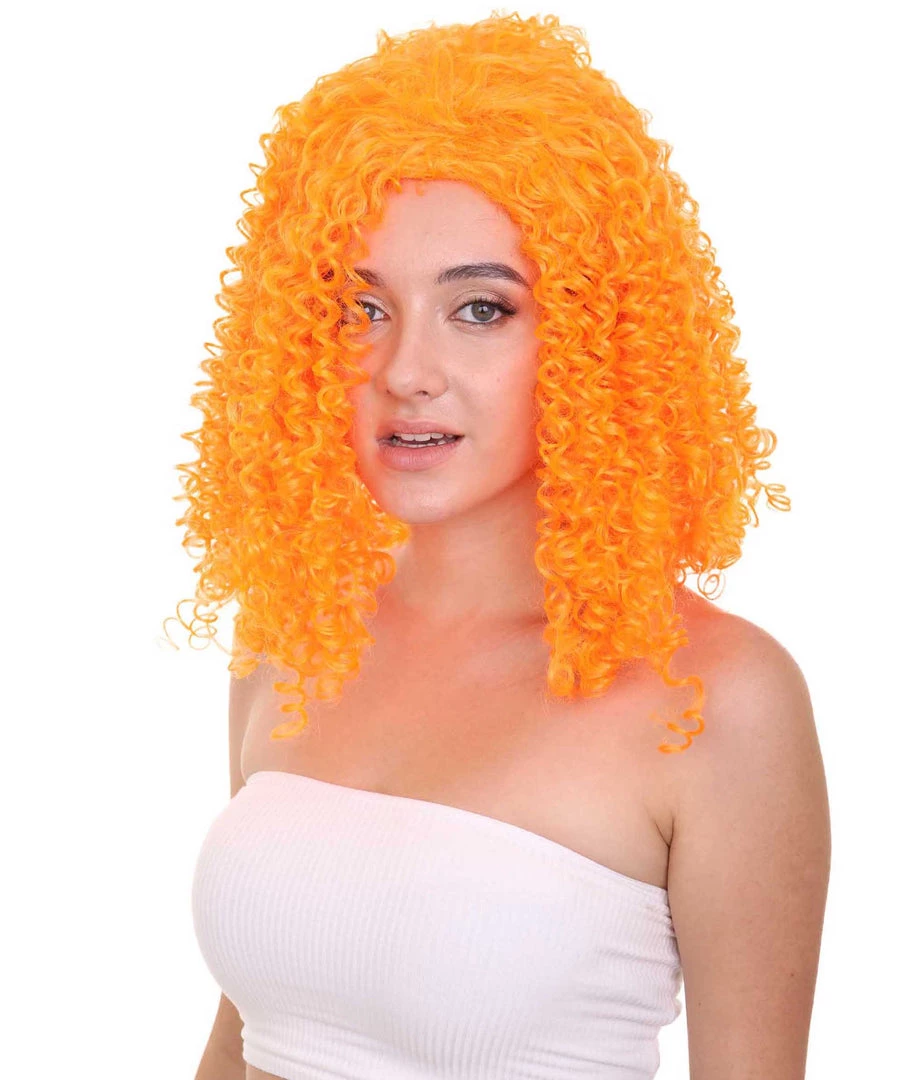 HPO Womens Animation Orange Curly Wig | Orange TV/Movie Wigs | Premium Breathable Capless Cap Women's