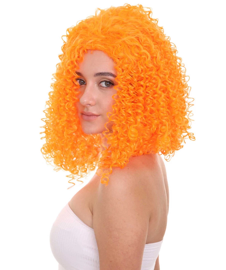HPO Womens Animation Orange Curly Wig | Orange TV/Movie Wigs | Premium Breathable Capless Cap Women's