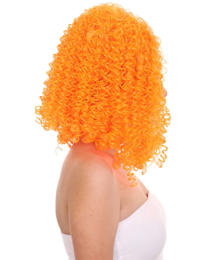 HPO Womens Animation Orange Curly Wig | Orange TV/Movie Wigs | Premium Breathable Capless Cap Women's