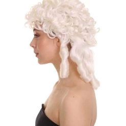HPO Womens Colonial Lady Curly Wig | White Historical Wig | Premium Breathable Capless Cap Women's