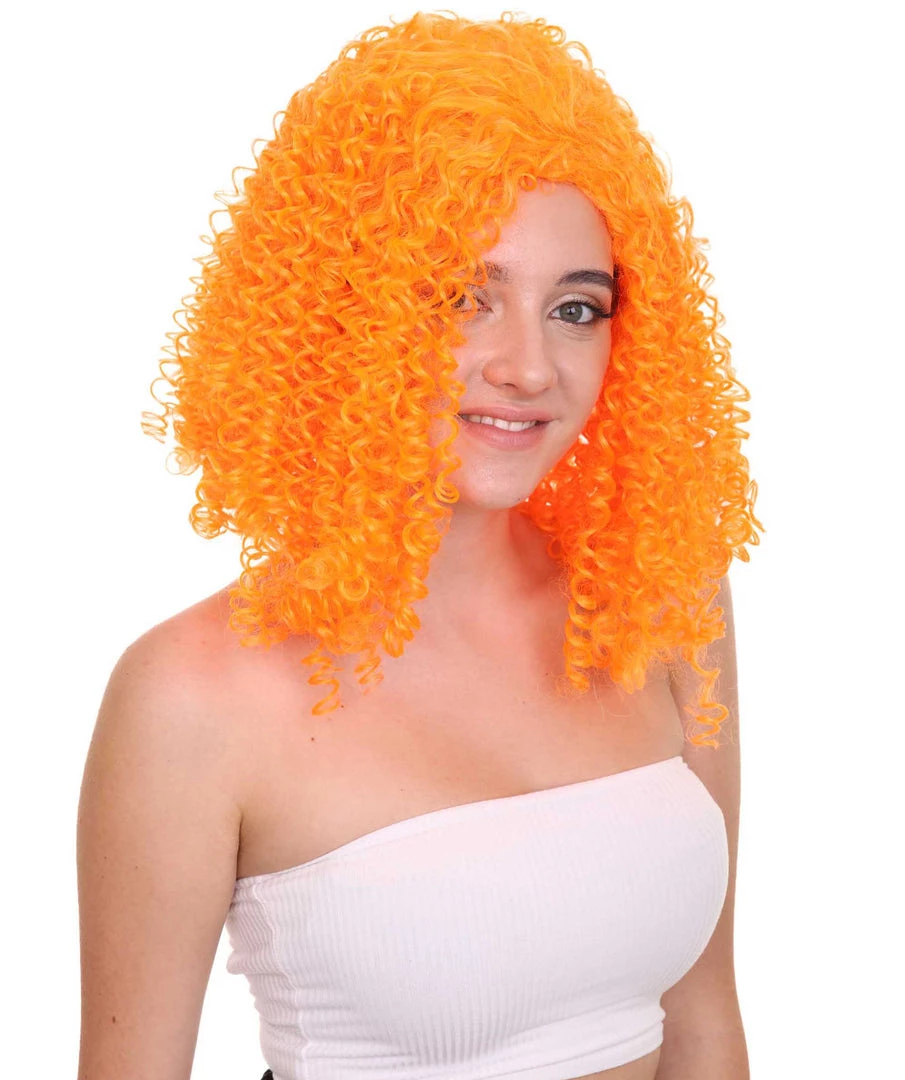 HPO Womens Animation Orange Curly Wig | Orange TV/Movie Wigs | Premium Breathable Capless Cap Women's