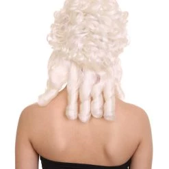 HPO Womens Colonial Lady Curly Wig | White Historical Wig | Premium Breathable Capless Cap Women's