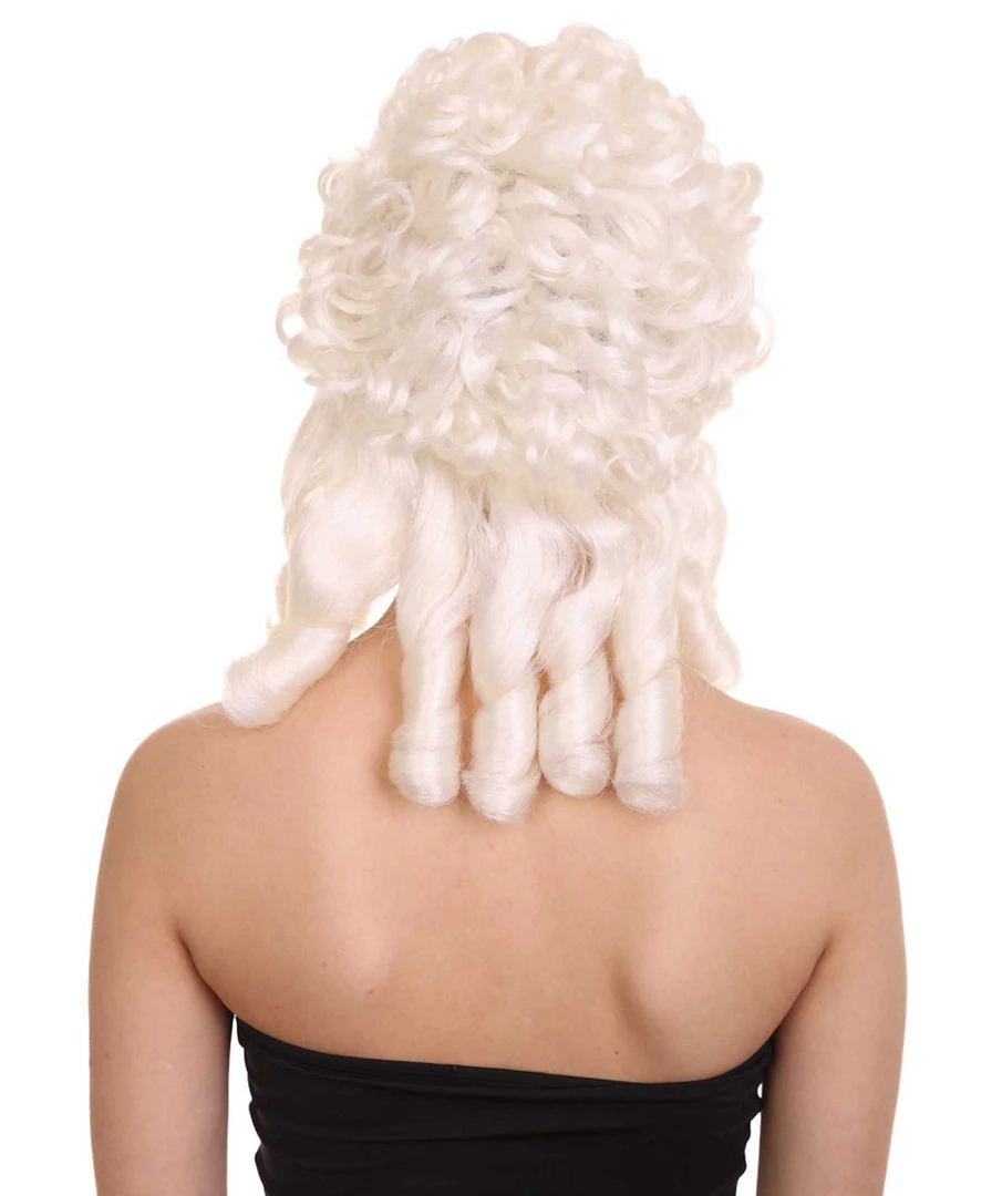 HPO Womens Colonial Lady Curly Wig | White Historical Wig | Premium Breathable Capless Cap Women's