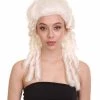 HPO Women's Womens Colonial Lady Wig | White Historical Wigs | Premium Breathable Capless Cap