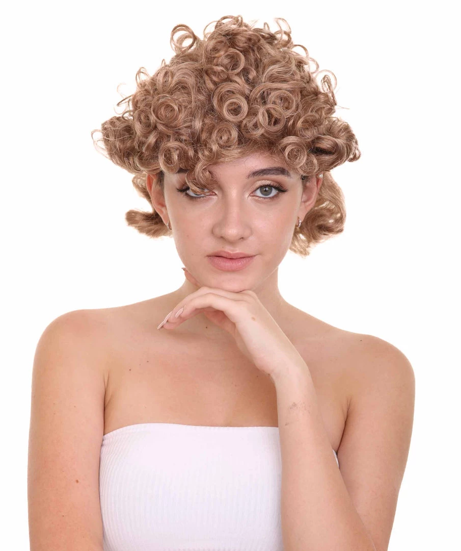 HPO Womens Justice Wig | Gold Brown TV/Movie Wig | Premium Breathable Capless Cap